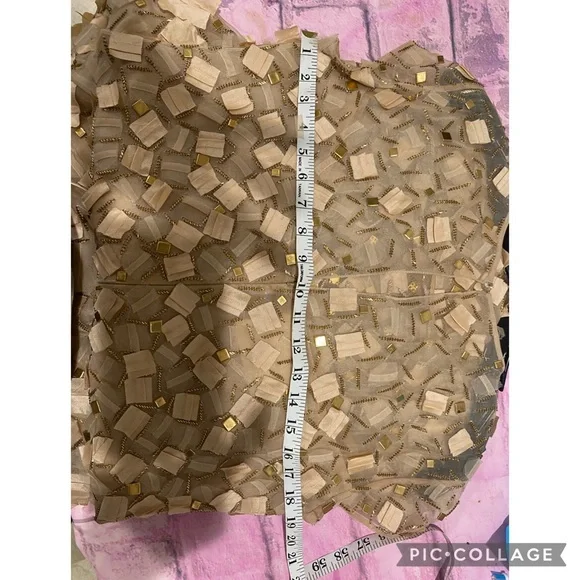 CAROLINA HERRERA silk champagne gold Mix media short sleeves, long gown - Picture 13 of 15